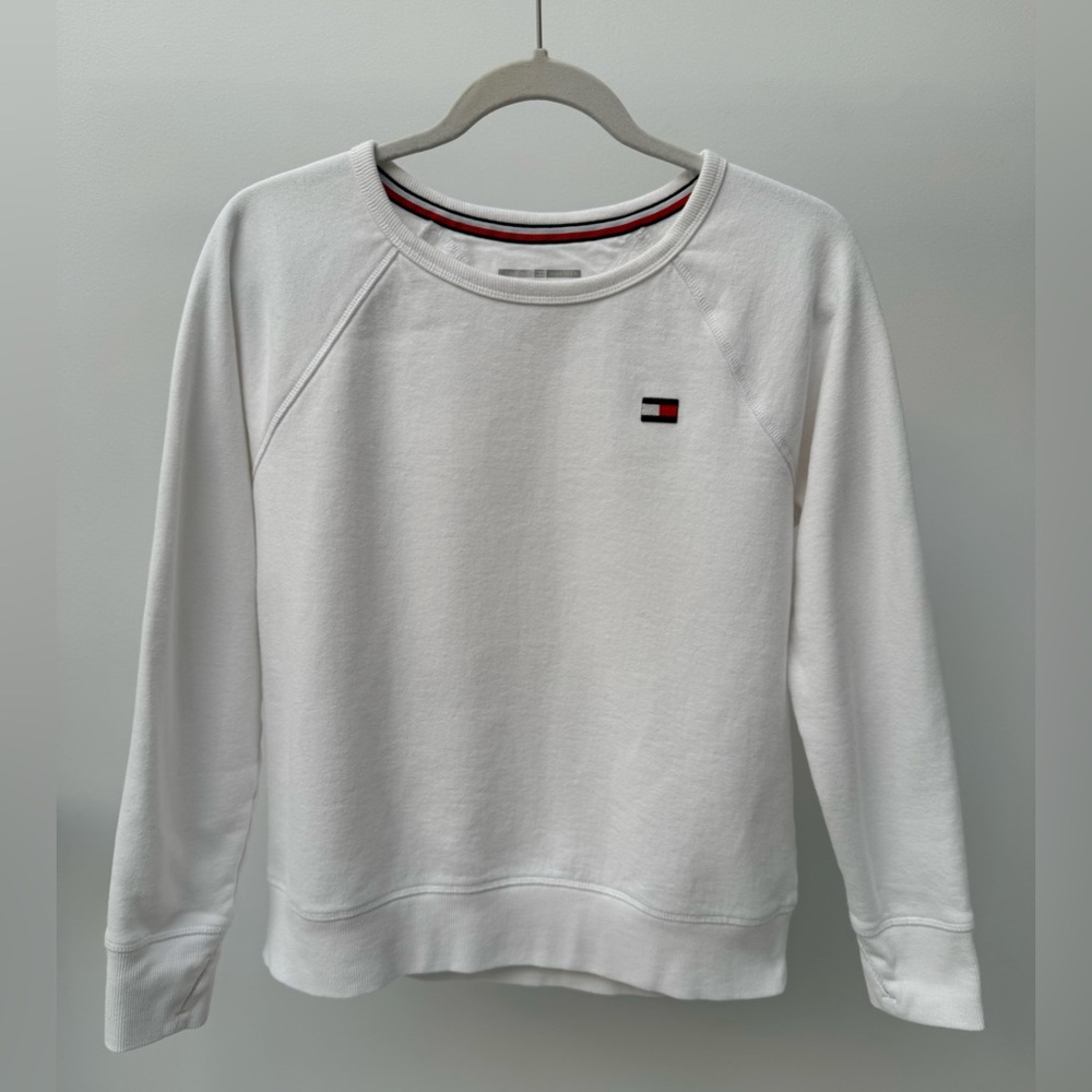 Tommy Hilfiger Sport White Crewneck Sweatshirt, Size S